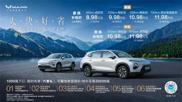置换补贴价8.98万元起！五菱星光S 2025款正式上市，以「大快好省」打造全场景家庭出行体验！